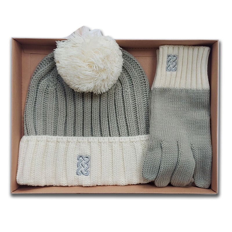 Sustainable Hat & Gloves Gift Set Taupe & Cream